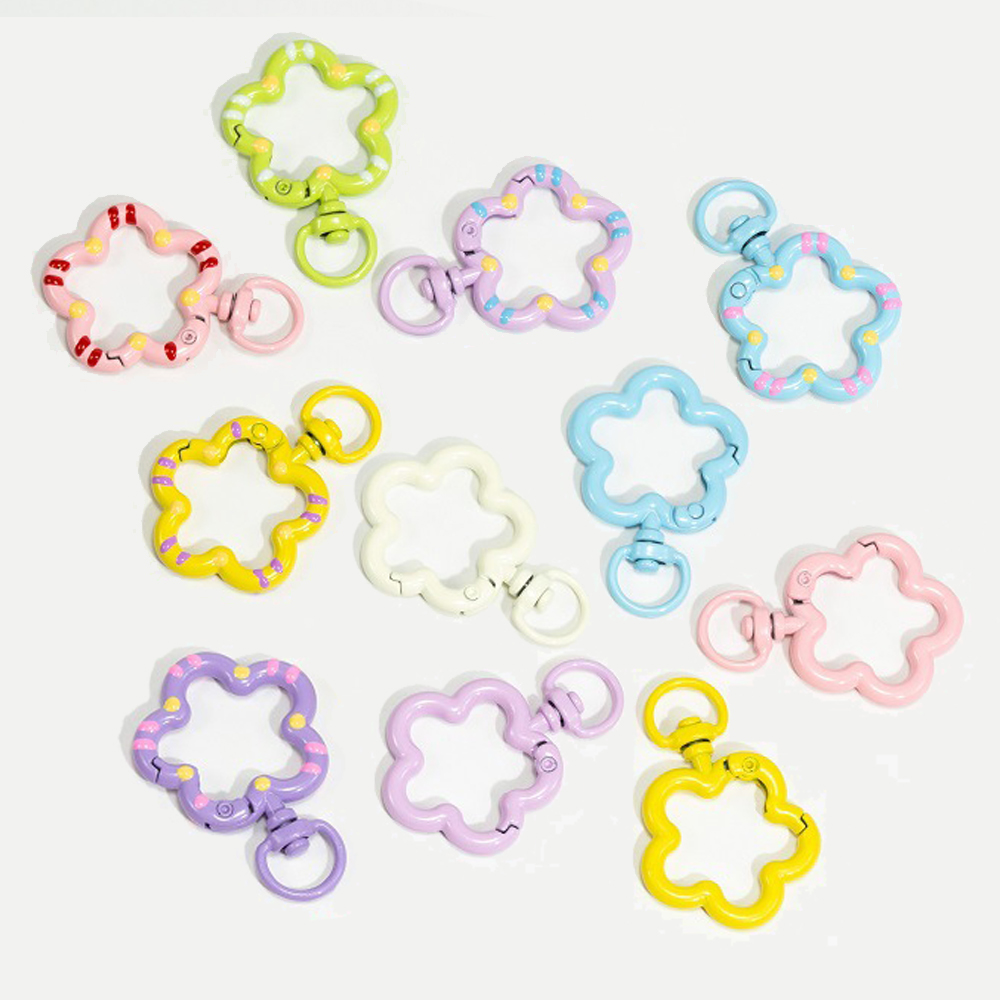 Flower Supplies - 5 個の花スナップフックトリガークリップバックルキーホルダーロブスターロブスタークラスプフックネックレスキーリングクラスプジュエリーサプライ用