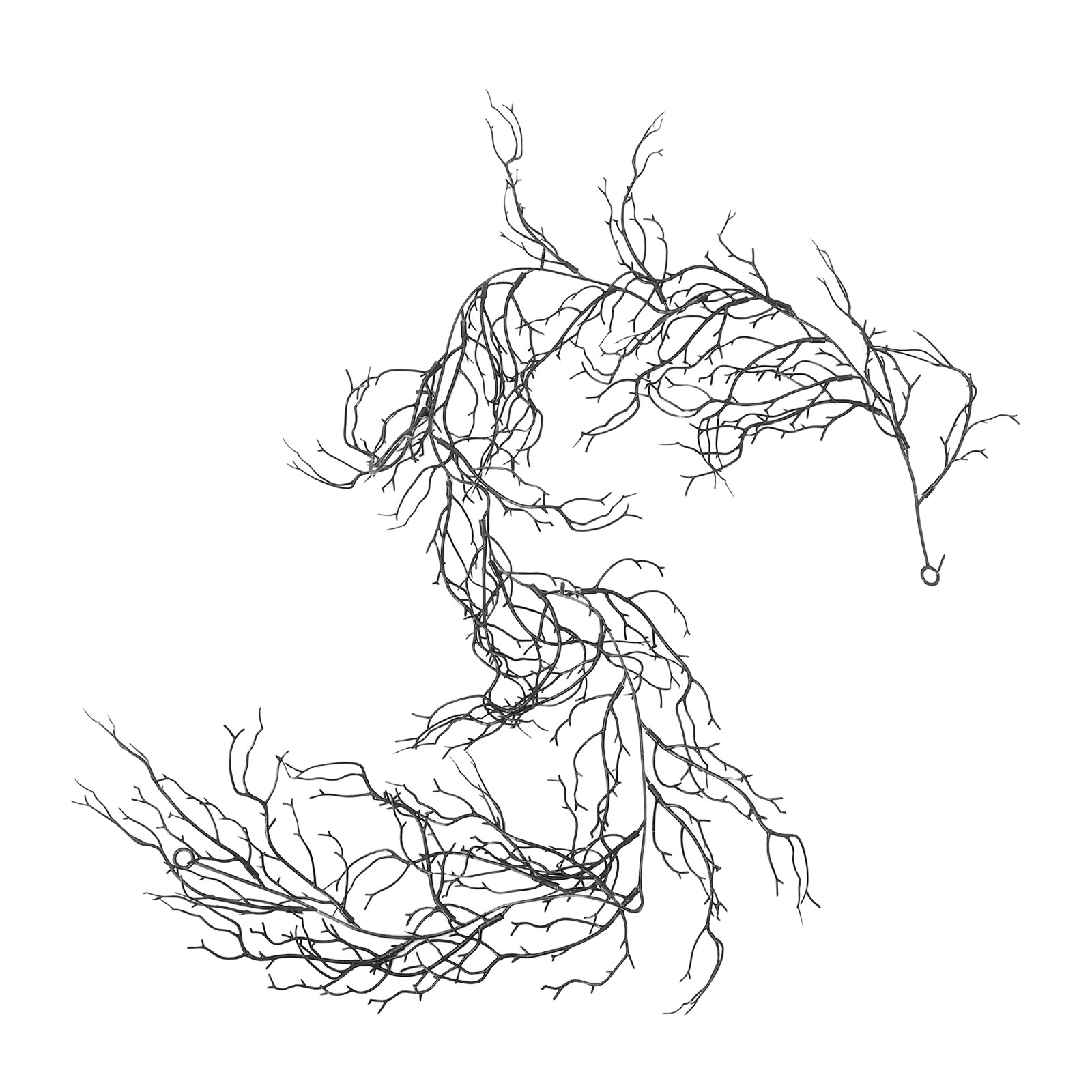 Branch Curly Willow - 柔軟な黒いカーリーウィローブランチプラスチック製の装飾的なリアルなハロウィンツイッグガーランド屋内屋外用不気味なお化け屋敷飾り