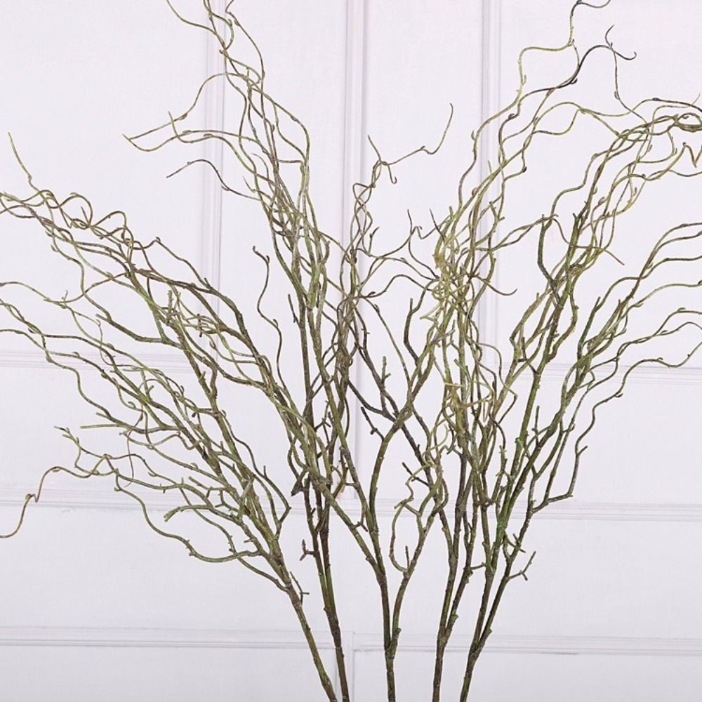 Branch Curly Willow - 長さ120cmの人工柳の枝、4股の柔らかい質感のシミュレーションツリーブランチ、リアルなデザインのカール形状の人工小枝