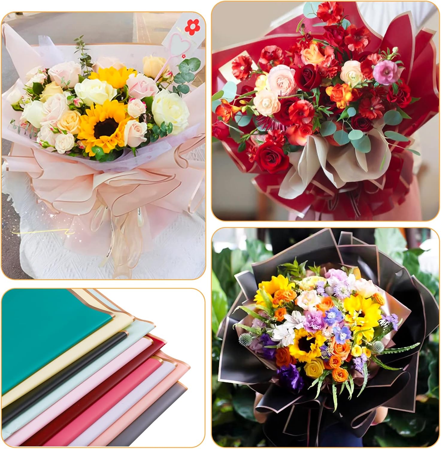 10枚 8色 花束包装紙、花屋用品 防水花束包装紙 花束アク - Anda Florist Supply のレビューと価格