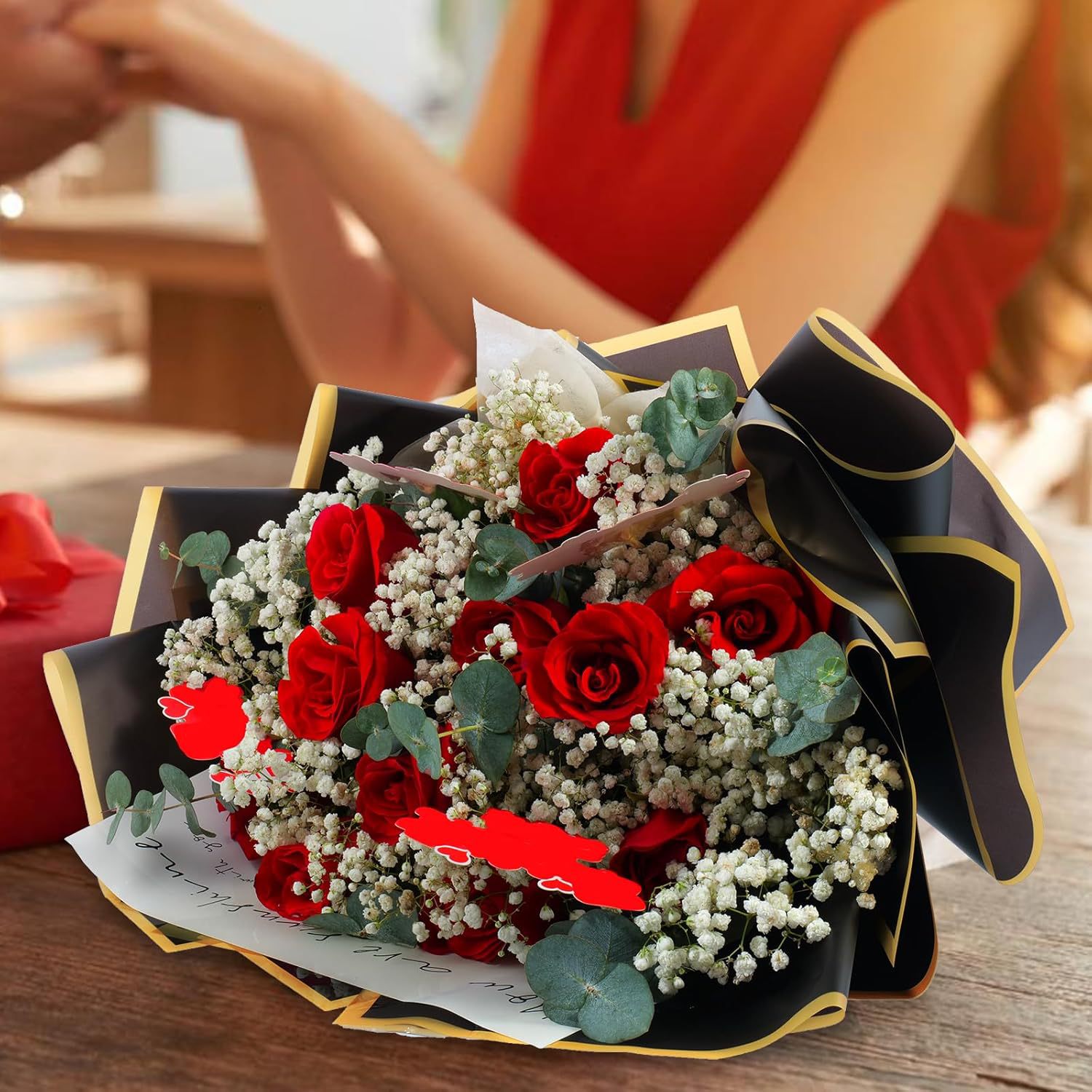 20枚 ゴールドエッジ防水ゼリーフィルムフラワーラッピングペ - Florist Flower Supply のレビューと価格