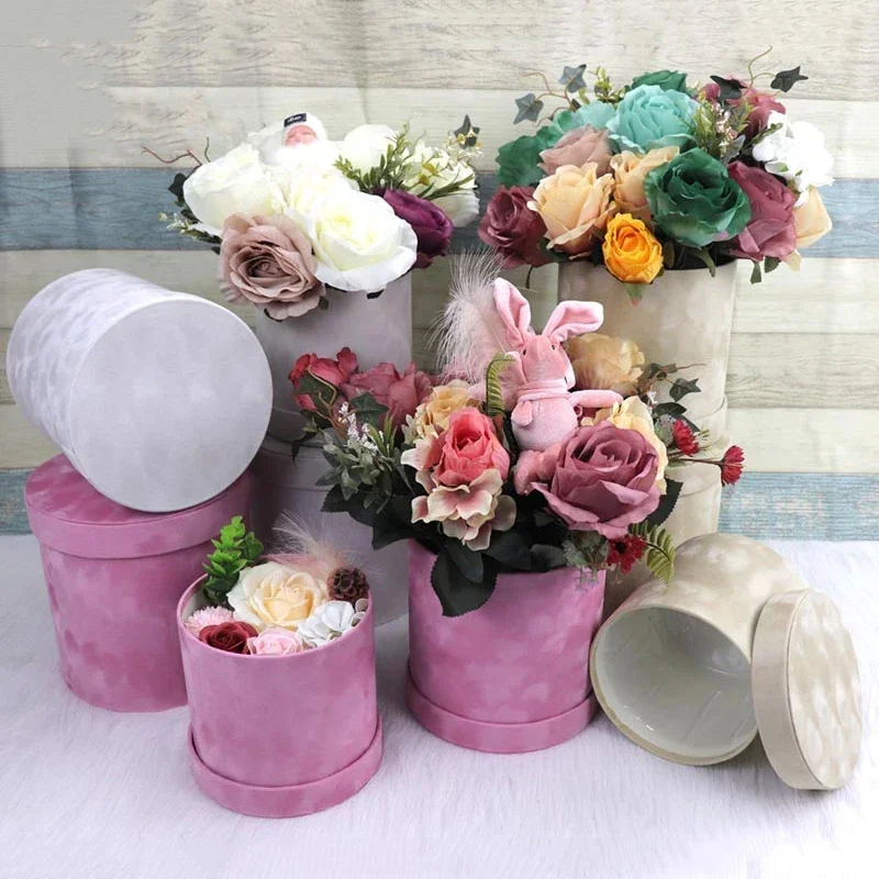 3 ピース/セットラウンド形状ベルベットギフトボックス花屋フ - Florist Supply Buckets のレビューと価格
