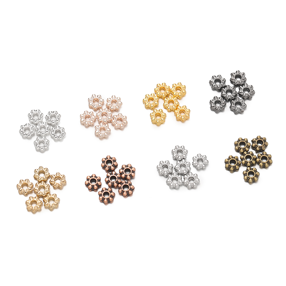 200 個 4/6 ミリメートル合金スノーフレークビーズフラ - Flower Supplies のレビューと価格