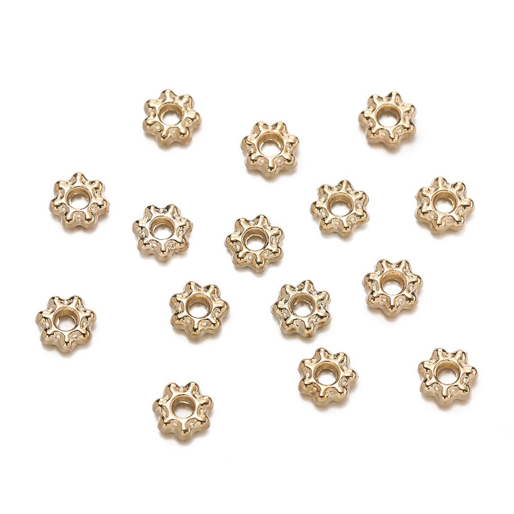 200 個 4/6 ミリメートル合金スノーフレークビーズフラ - Flower Supplies のレビューと価格